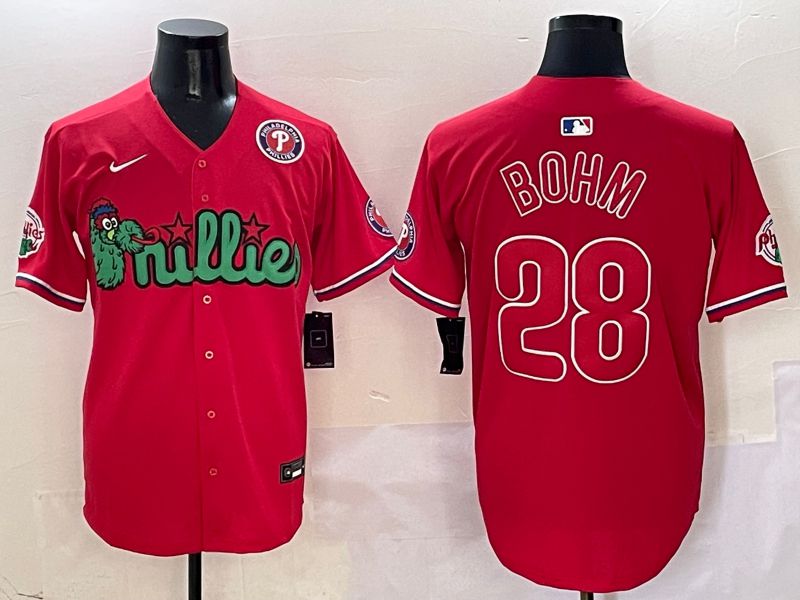 Men Philadelphia Phillies #28 Bohm Red three generations Joint Name 2025 Nike MLB Jersey style 6